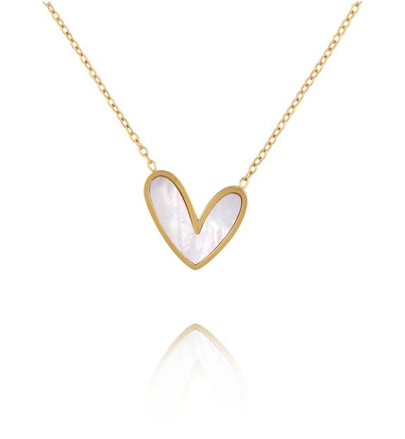 Naszyjnik z sercem z masą perłową NSY0887