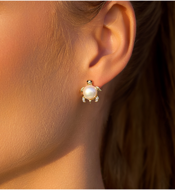 Kolczyki z perłowymi żółwiami Pearl Turtles KSS1419