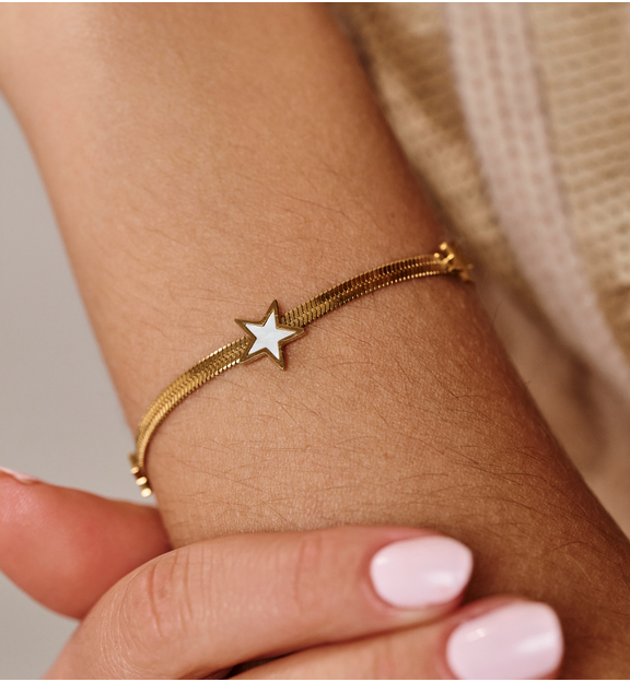 Bransoletka żmijka z gwiazdkami złota Ornate BSA0755