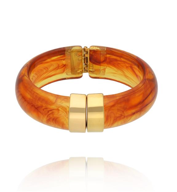 Bransoletka w odcieniu intensywnego bursztynu ze złotym zapięciem BEU0018