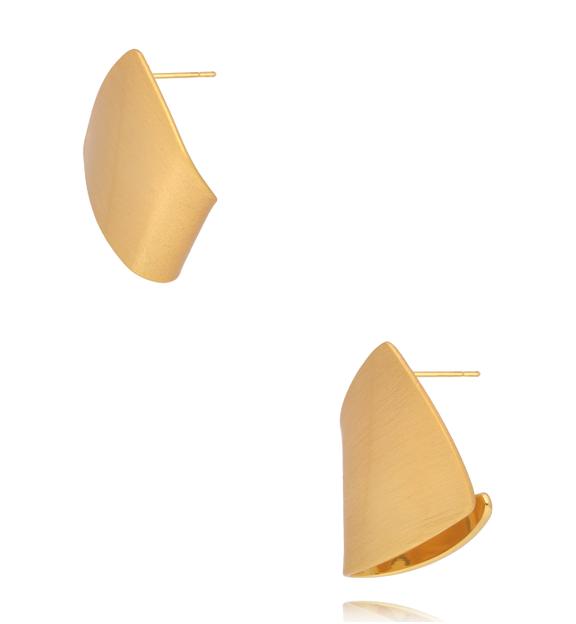 Kolczyki geometryczne, satynowo złote- duże  KRG1109