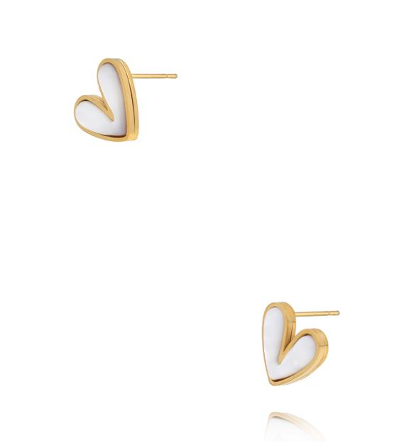 Kolczyki sztyfty serca z masą perłową KSY0689