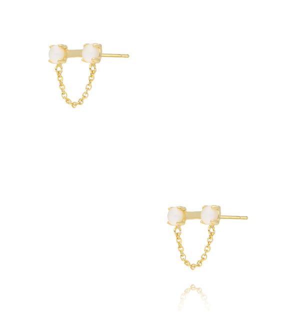 Kolczyki wkrętki z cyrkoniami i łańcuszkiem KSS2261