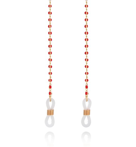 Łańcuszek do okularów z kuleczkami czerwony Tiki NPA1130