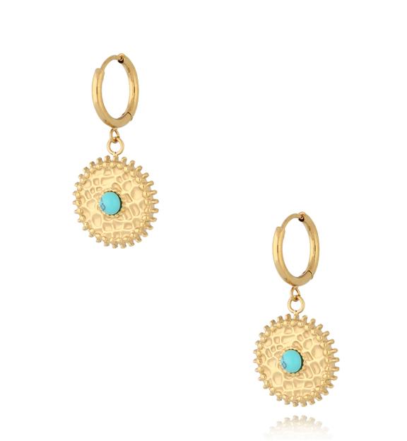 Kolczyki złote z turkusami Jung KSY0009