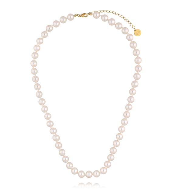 Naszyjnik z klasycznych pereł w odcieniu czystej bieli NPE0366