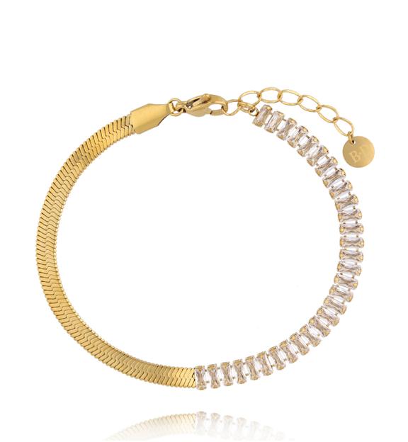 Bransoletka żmijka z cyrkoniami złota BSY0544