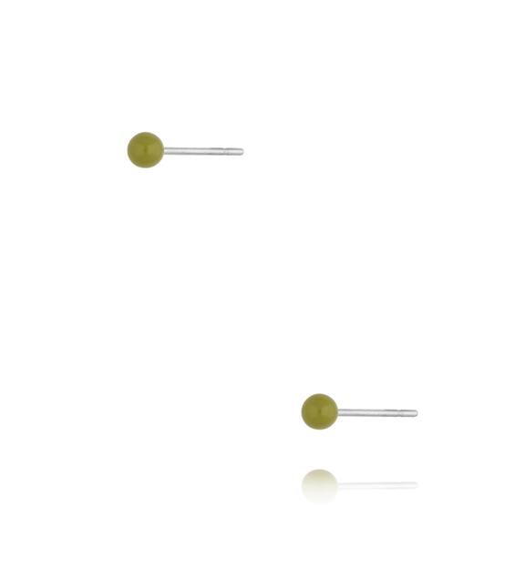 Kolczyki kulki z zieloną emalią 3 mm Enamel Balls KSA1573