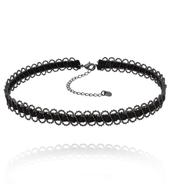 Choker czarny pleciony NSC0523