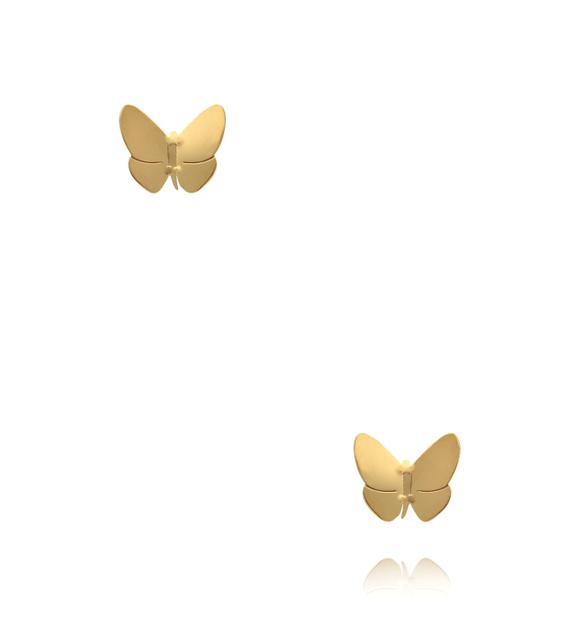 Kolczyki motylki ze stali szlachetnej w złotym wykończeniu KSY0698