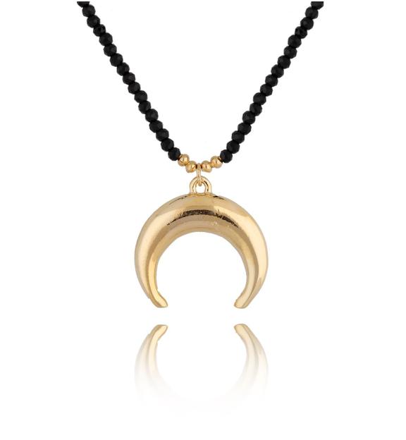 Naszyjnik czarny z księżycem Black Beauty NPA1119