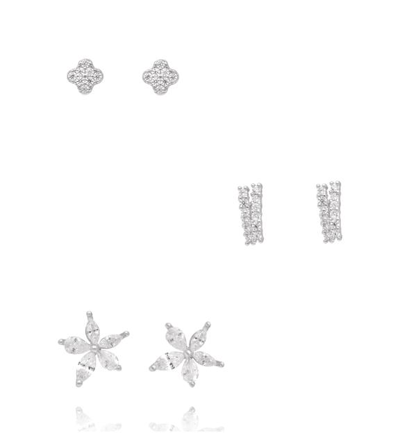 Zestaw kolczyków posrebrzanych z cyrkoniami KLT0045