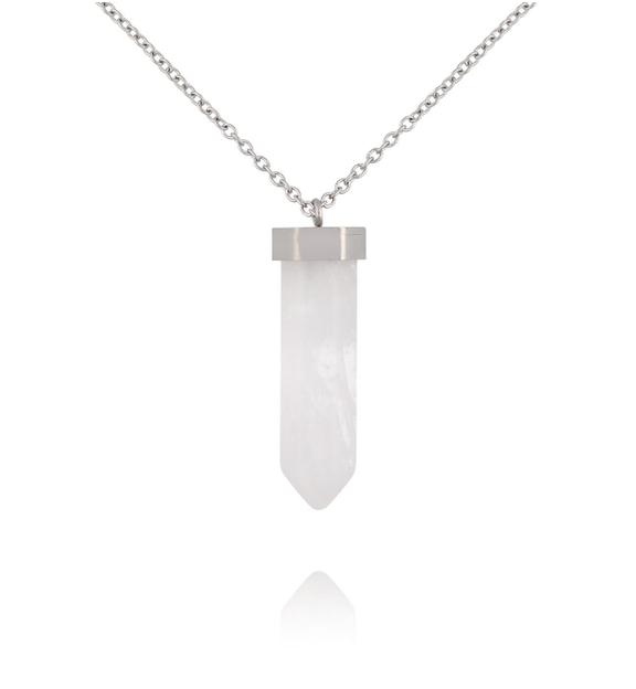 Naszyjnik z kwarcem na srebrnym łańcuszku NLB0373