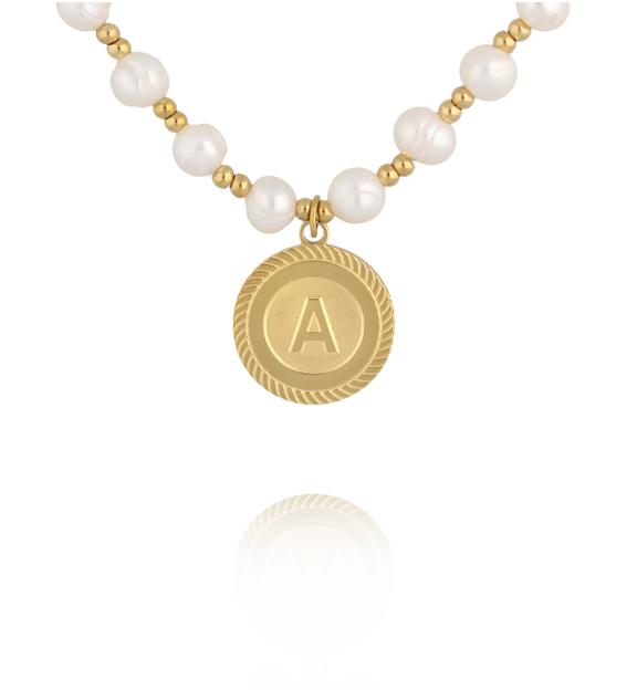 Naszyjnik z pereł z literką A NPE0377