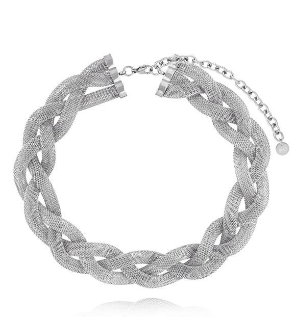 Naszyjnik z warkoczem z łańcuchów srebrny NSA1365
