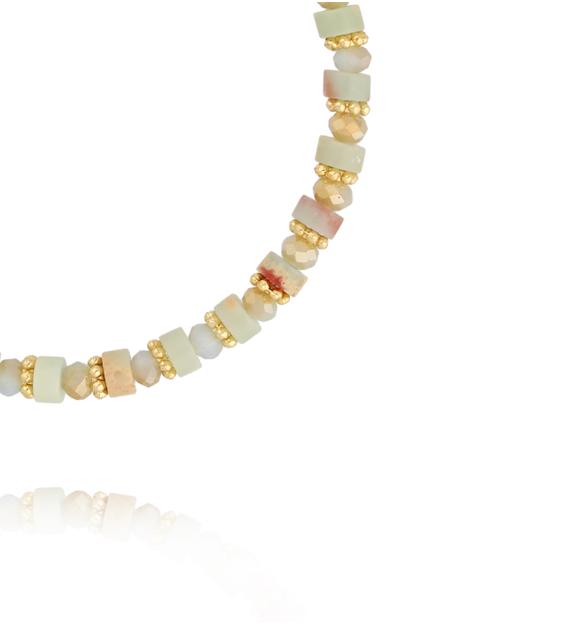 Bransoletka z jaspisu cesarskiego i szklanych koralików BTW3629