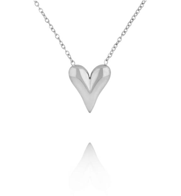 Naszyjnik z sercem ze stali szlachetnej srebrny NSY0936