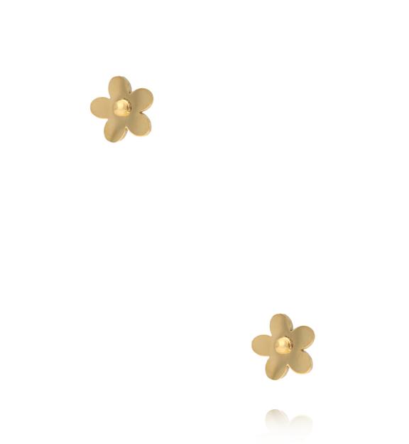 Zestaw kolczyków złoconych – kwiatek, perełkowe kółko i cyrkonia KSY0424