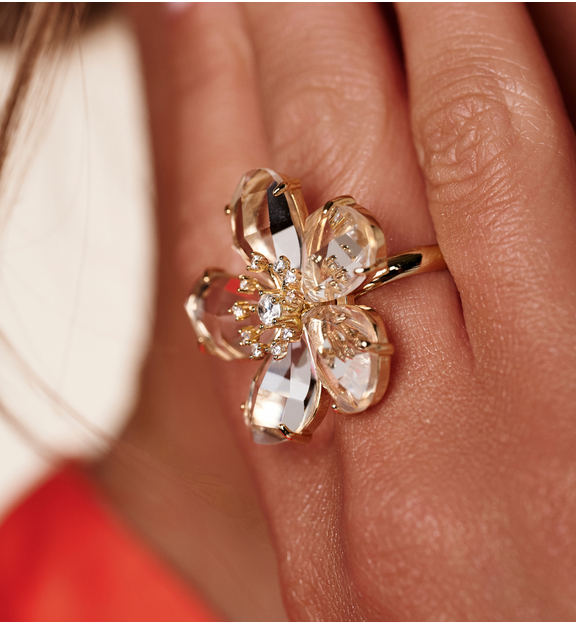 Pierścionek z kryształowym kwiatkiem Floreale PSS0156