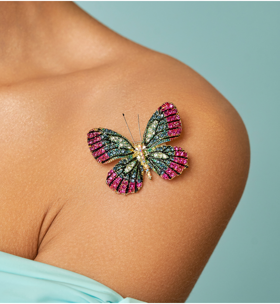 Broszka z kolorowym motylem Papillon BRPI0001