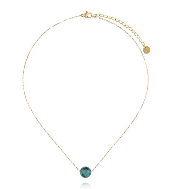 Naszyjnik z turkusem afrykańskim na delikatnym złotym łańcuszku NLB0404