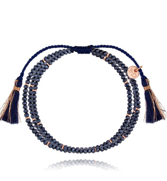 Bransoletka granatowa z hematytami Khalessi BSC1335