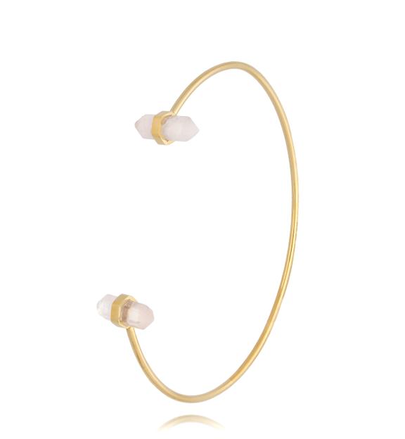 Bransoletka obręcz z podwójnym kwarcem różowym Shelly BLB0168