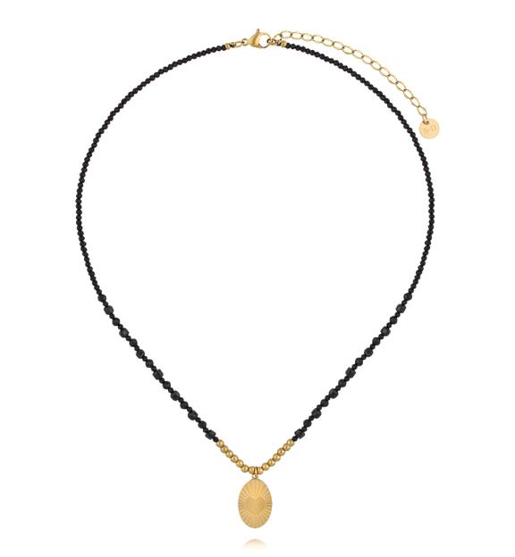 Naszyjnik z turmalinów z pozłacaną zawieszką serca NTW1619