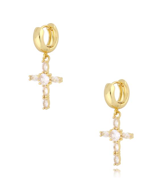 Kolczyki złote krzyżyki z kryształkami Baroque KRG0991