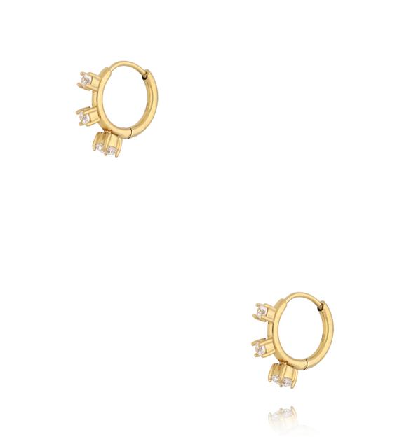 Kolczyki złocone z trzema cyrkoniami transparentnymi KSA2540