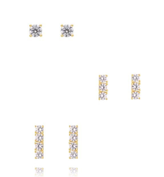 Zestaw kolczyków pozłacanych z cyrkoniami KLT0053
