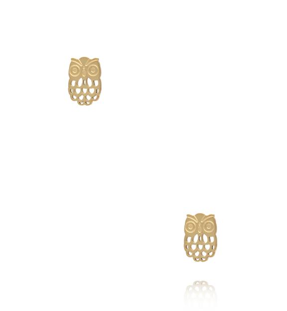 Kolczyki wkrętki w kształcie sowy złote KSY0616