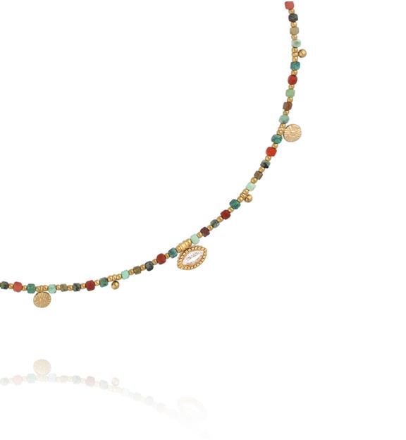 Naszyjnik z kolorowych kamieni z zawieszką NTW1583