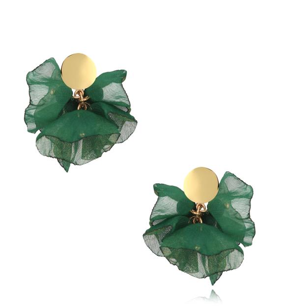 Kolczyki z szyfonu małe zielone Nue KBL1661