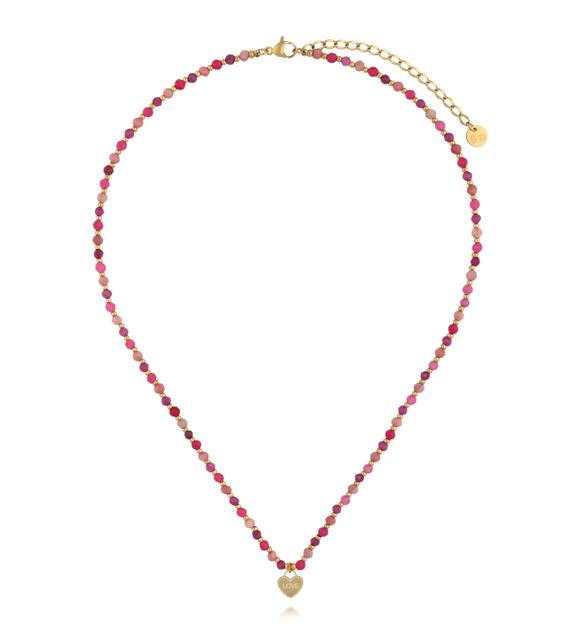 Naszyjnik fuksjowy z zawieszką LOVE NTW1586