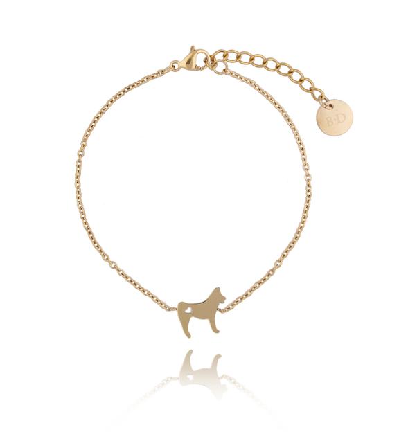 Bransoletka złota pies Rocky ze stali szlachetnej BPS0004