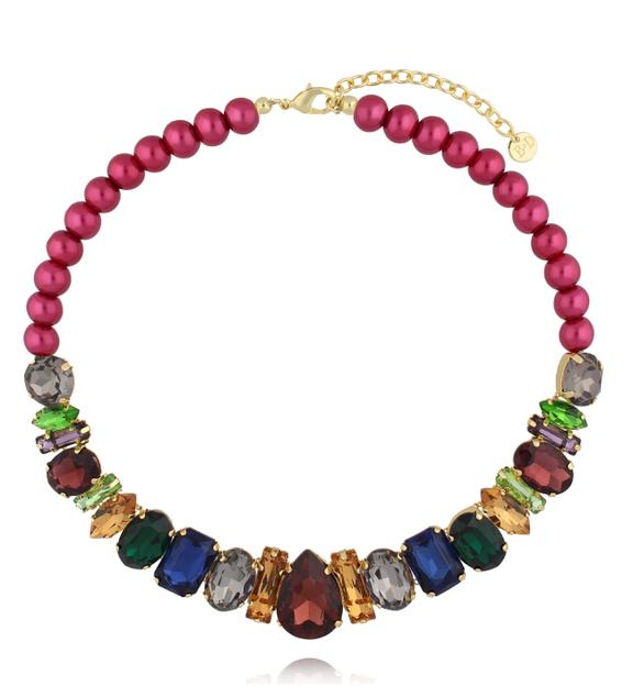 Naszyjnik z pereł i brodowych kryształów NS0404