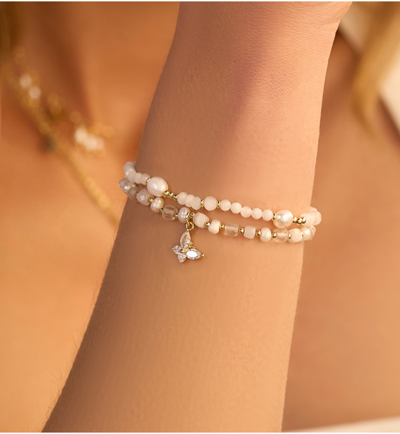 Bransoletka biała z kamieniami księżycowymi BTW2707