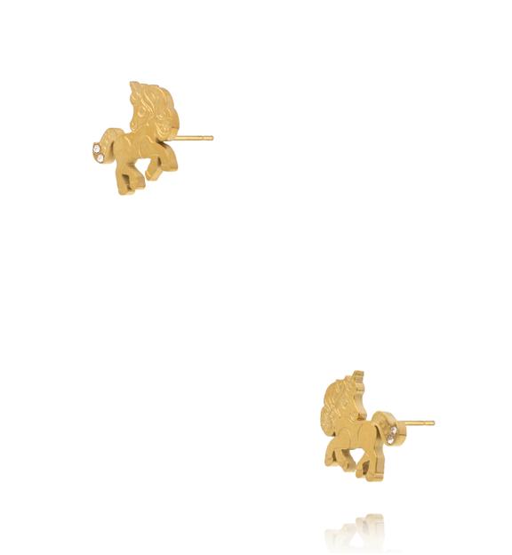 Kolczyki koniki z cyrkoniami – złote KSY0675