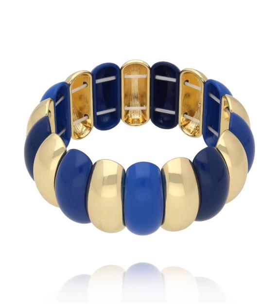 Bransoletka elastyczna w odcieniu królewskiego błękitu i złota BCR0073