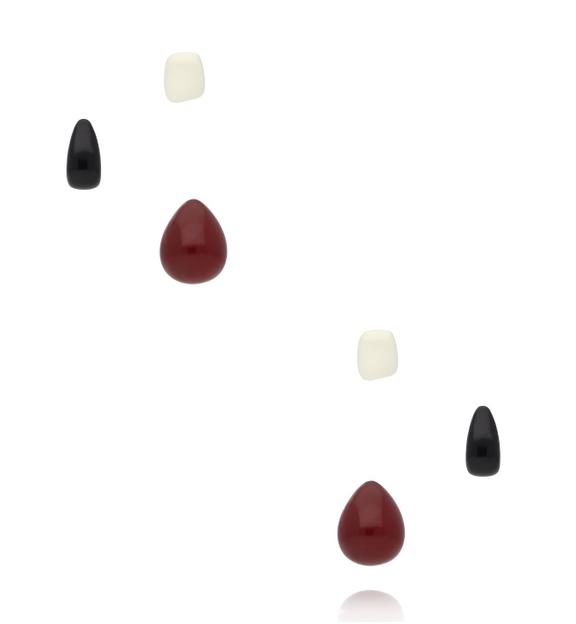 Zestaw kolczyków bordowych, czarnych i białych KMB0049