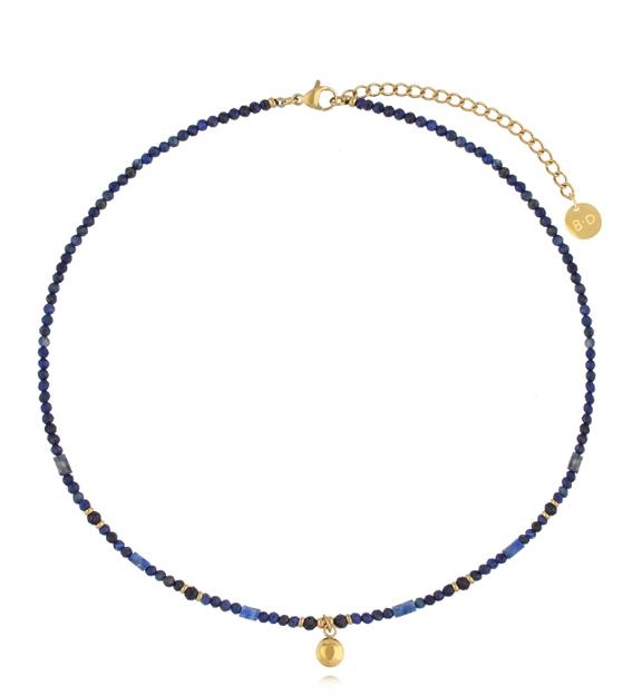 Naszyjnik granatowy z lapisami i turmalinami NTW1389