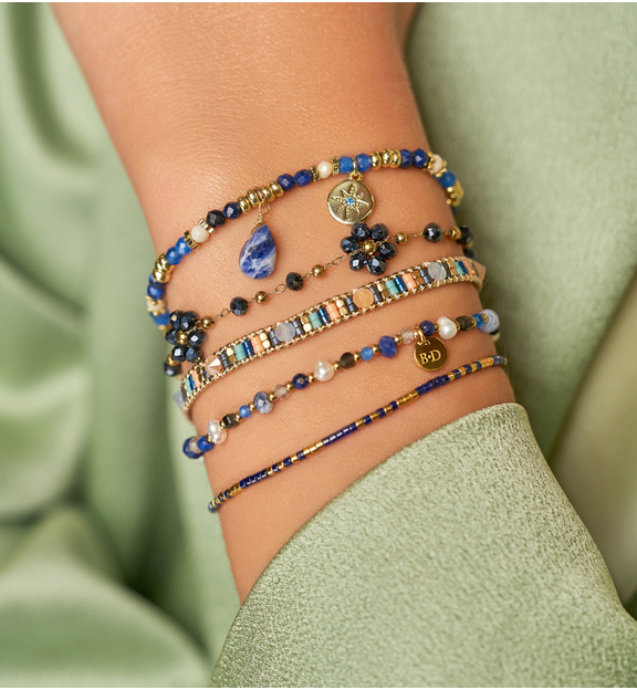 Bransoletka z granatowymi kwiatkami Mini Bouquet BSC1651