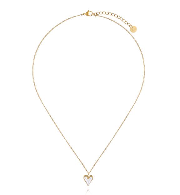 Naszyjnik z wydłużonym sercem z masy perłowej NSY0855