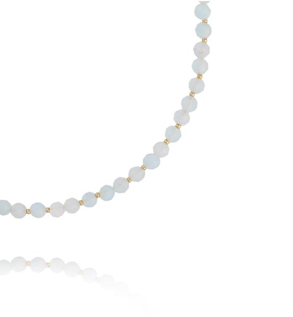 Naszyjnik z akwamarynu z pozłacanymi detalami NPA1578