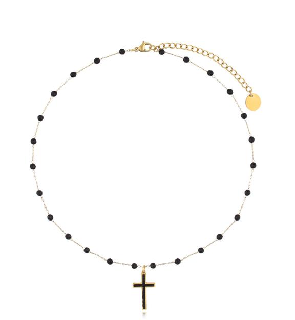 Naszyjnik czarny z krzyżykiem Black Cross NSY0042