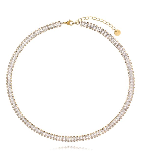 Naszyjnik typu tennis z kryształkami złoty NSY0704