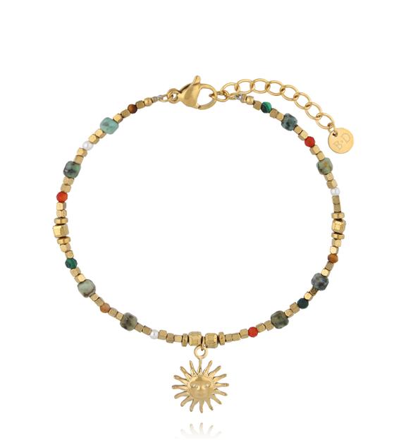 Bransoletka z kamieni naturalnych z zawieszką słońca BEA0094