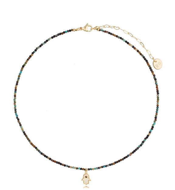 Naszyjnik z turkusami i ręką Fatimy Lifestyle NTW0715