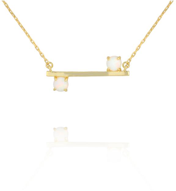 Naszyjnik z poprzeczną belką i opalami NCA0088